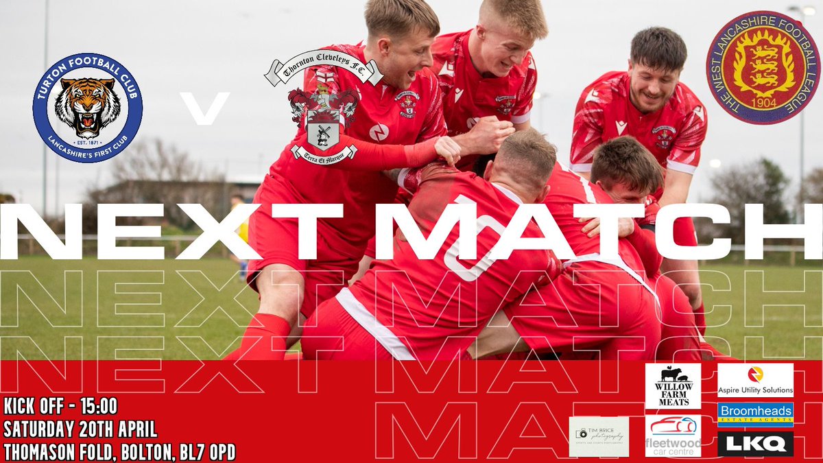 Next up for TCFC🔴 TG and First team know another win this weekend will be massive and can keep the pressure building at the top of the table as they travel to @Turton_FC 🗓️- Sat 20th April ⏰- 15:00 Kick Off 📍- Thomason Fold, BL7 0PD 🏆- West Lancs Premier Division #TCFC🔴