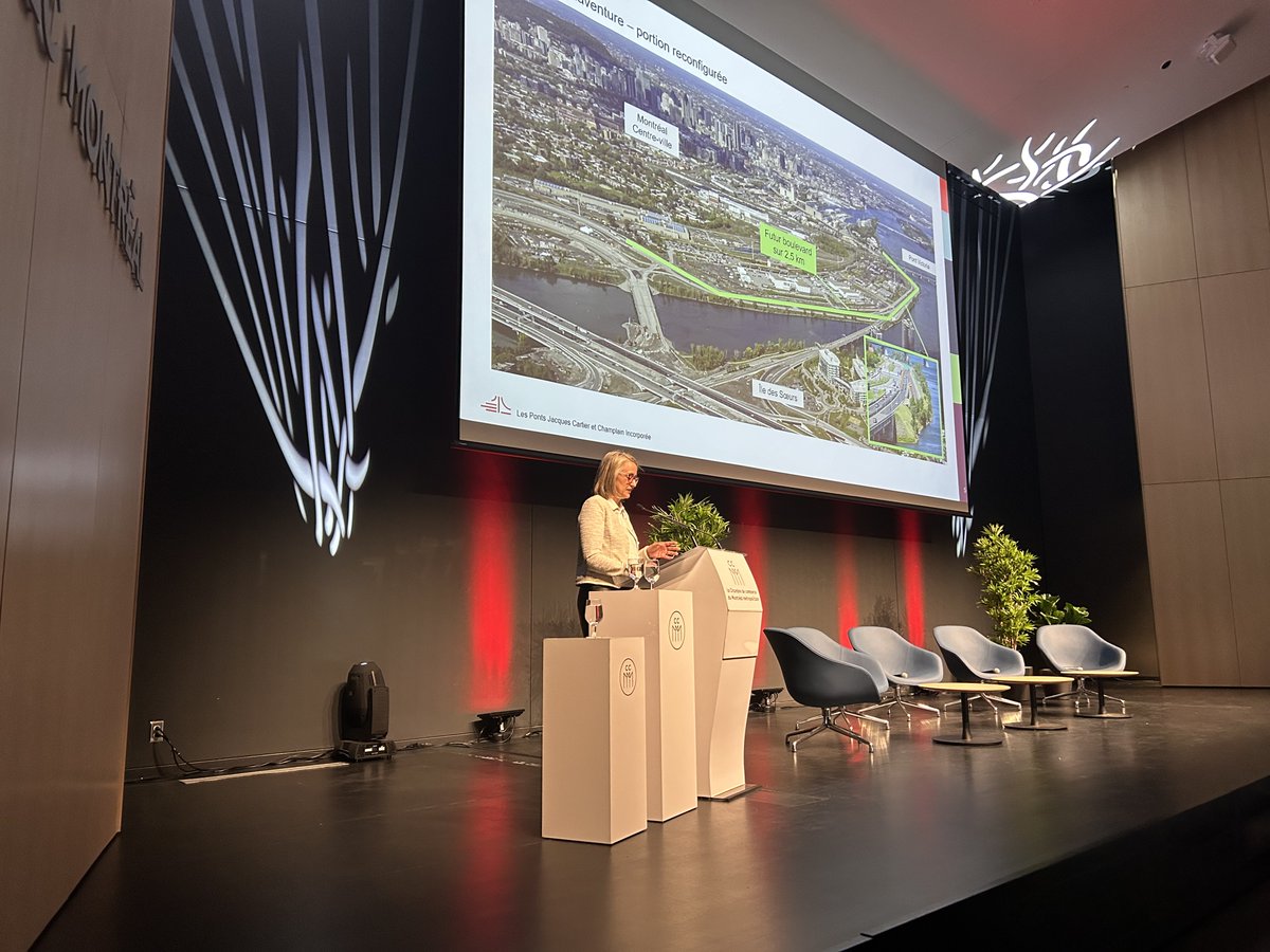 #ForumCCMM #GrandsProjets | Nous poursuivons avec une présentation de Sandra Martel, première dirigeante, @PJCCI, à propos de la transformation de l'autoroute Bonaventure en boulevard urbain. ✨