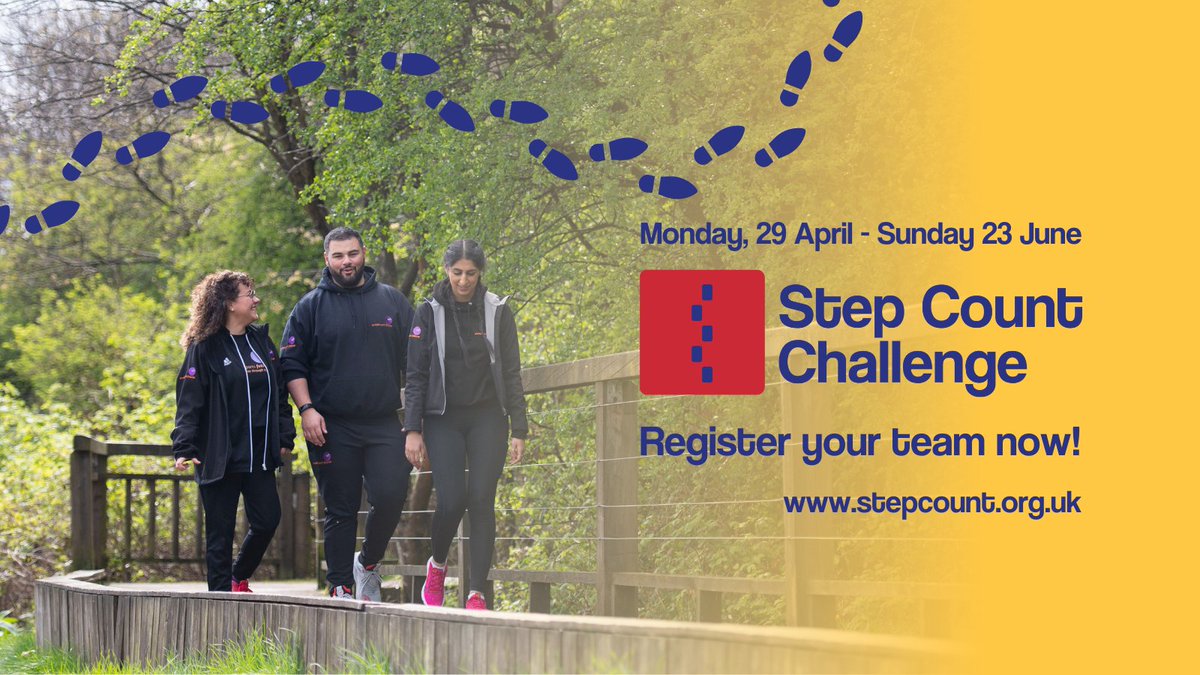 The spring @step_count challenge is back from 29 April 👣. Don't forget to register your team of 5 to get involved and walk your way to a better working day. Head to the link for further information. 🔗 stepcount.org.uk #StepCountChallenge