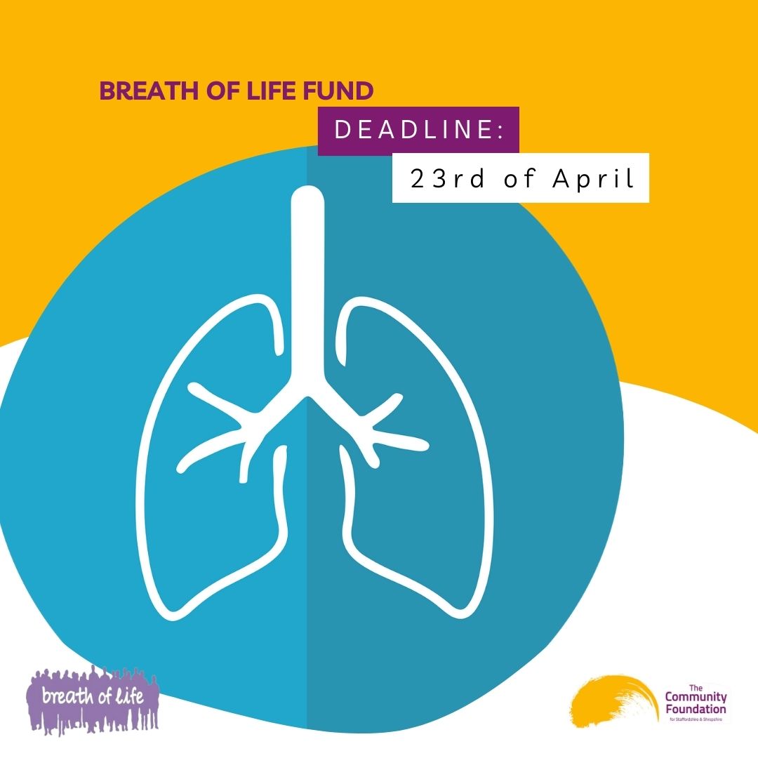 The Breath of Life Fund offers up to £2000 to eligible appliants. For more information, please visit our website: staffordshire.foundation/grants/breatho… Or, you can call us on 01785 339540. #CharitySupport #CommunityGrants #FundingOpportunity