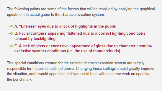 Happy they're addressing the issues with the benchmark. The character creator/benchmark is a new player's very first impression of the game and is probably one of the most impactful moments of starting an MMO.