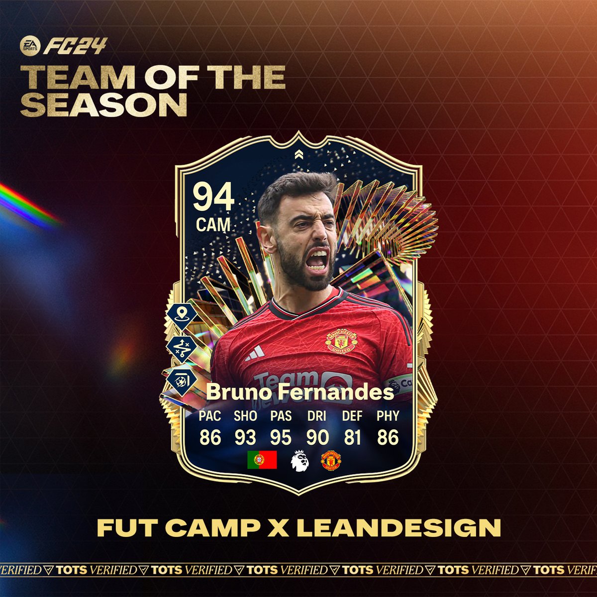 BRUNO FERNANDES TOTS LIVE OFFICIAL CARD 😍 Stats ✅ PS+ ✅ Dynamic ✅ Design from @LeanDesign_ 👨‍🎨