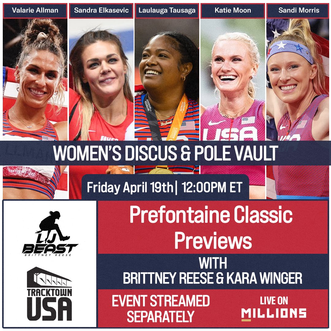 🚨🚨Make sure ya’ll tune in at 12pm est to catch @karathrowsjav and I discuss the women’s discuss & women’s pole vault field competing in the 2024 @nikepreclassic 🛸🚀 Tune in on @millionsdotco to submit questions and comments on this years field 📍 Stream 🔗: