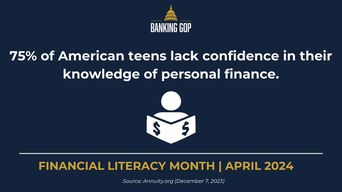 75% of American teens lack confidence in their knowledge of personal finance. We must equip the next generation with the resources they need to achieve the American Dream – that’s why increasing access to financial literacy programs is vital. #FinancialLiteracyMonth