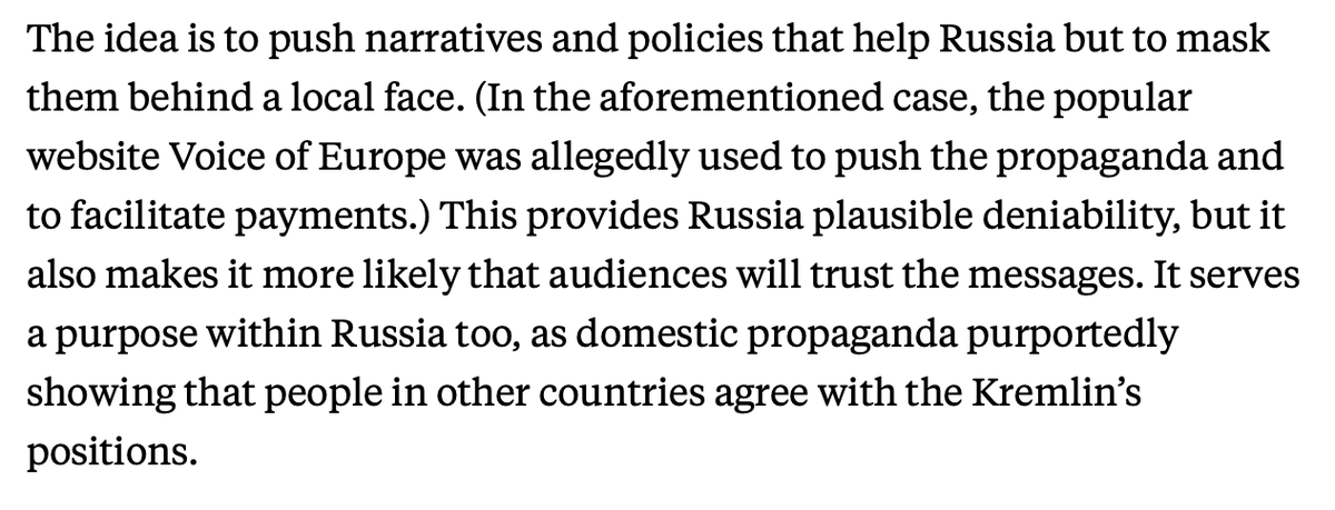.@GregTSargent hits on an important point here, and one that I raise in my latest article @newrepublic: Russia needs to run their narratives through our own people, in order to hide Russia's hand. When our own politicians are the messenger, the message is easier to swallow. 1/