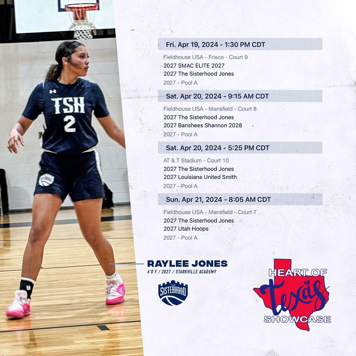 Can’t wait to see the competition and all the Coaches at the Heart of Texas Showcase!!! Come see me and @TSHLadyLions!! #TSH #AAU #NCAA #LivePeriod