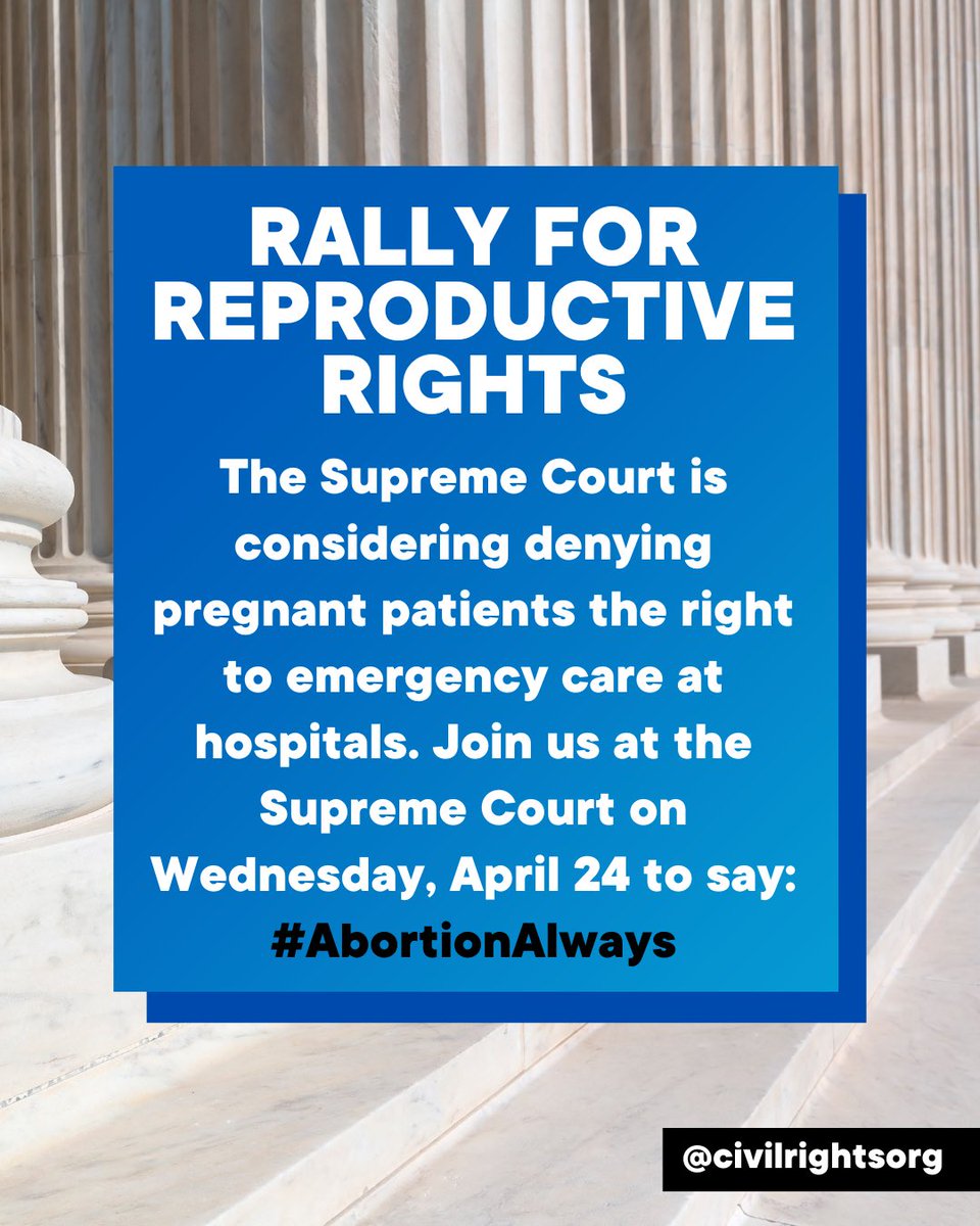 SCOTUS is hearing a case that could further harm abortion access. Join us on  4/24 in front of the Court to say: abortion always. Text RALLY to 32434 to learn how to #WinRestoreExpandAbortion.

#AbortionIsHealthCare #AbortionAlways