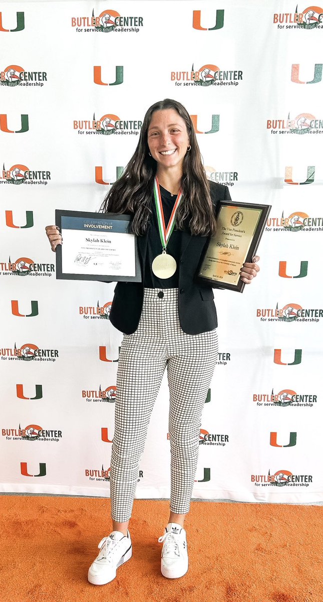 Congratulations to Skylah Klein, who was awarded the 2024 University of Miami Vice President’s Award for Service. The Vice President’s Award for Service is awarded to a student-leader who has gone above and beyond in the areas of leadership and service.