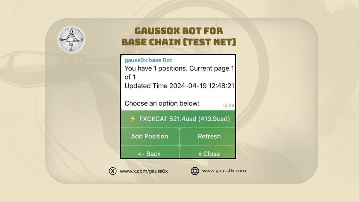 Introducing Gauss0x's Copy Trading Bot for the Base Chain (Test Net) We're thrilled to announce that our Copy Trading Bot for the Base Chain is now LIVE in the Test Net! While the team is rigorously testing its functionalities, we're excited to share a sneak peek! 📸Attached…