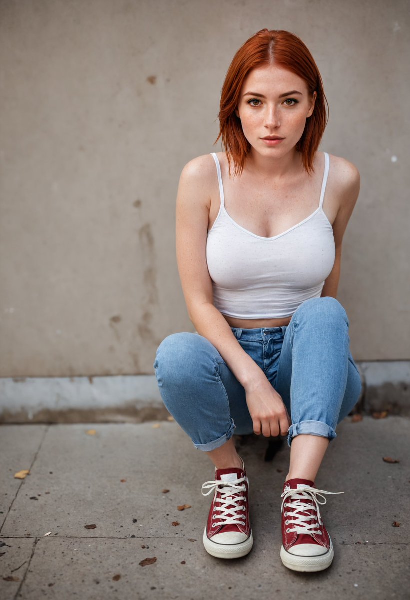 Hey 🥰 #redhead #ginger #redhair #orangehair #model #girl #jeans #street #aigirl #aimodel