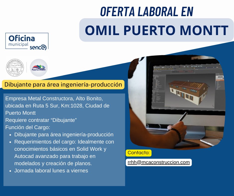 DidecoPM's tweet photo. Informamos de ofertas de empleo, intermediadas por la OMIL #PuertoMontt

1. Dibujante para área ingeniería-producción
2. Vendedor/a intangible
3. Team Player (Vendedor)
4. Team Leader (Jefe Vendedores)

💻 omilpuertomontt@gmail.com
☎️ (65) 2 261322 - 2 261326 - 2 261313

#Empleo https://t.co/2I6LuXoGBD