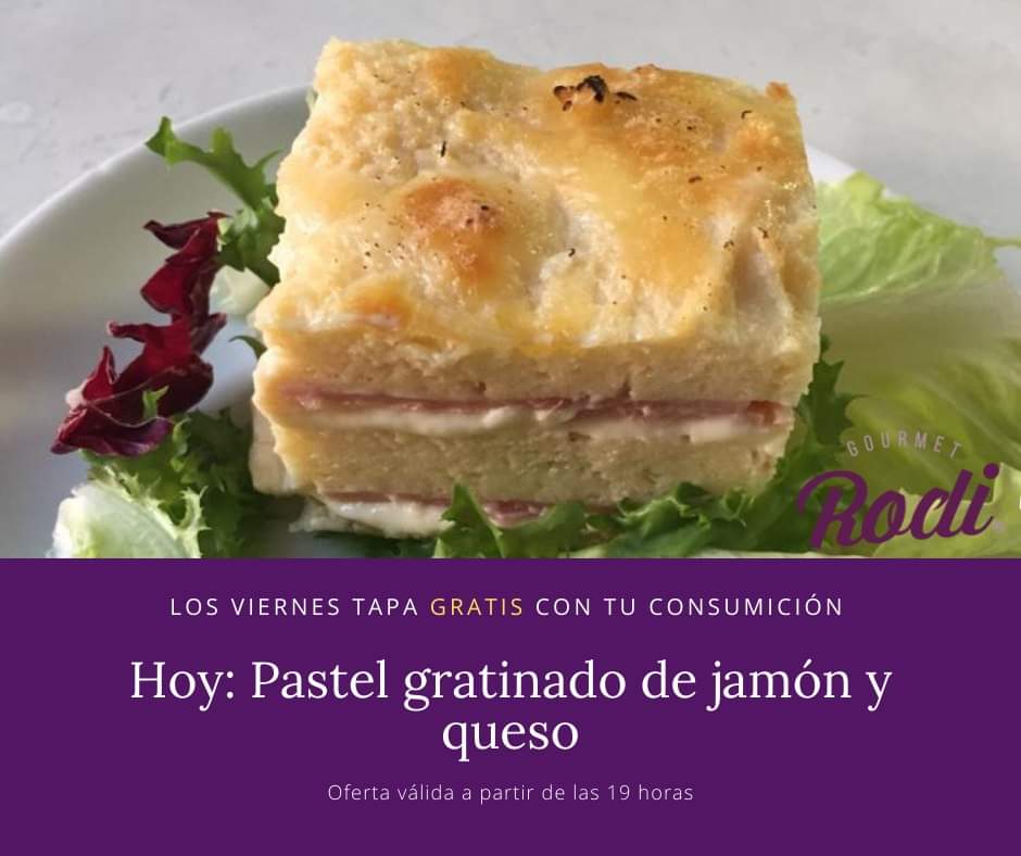 Pastel gratinado de jamón y queso. 😋

Esta tarde, a partir de las 19:00 horas, no te pierdas la tapa Rodi gratis con tu consumición. 

¡Os esperamos! 

#Tapas #taparodi #restauranterodi #fuendejalon #viernes #findesemana #Weekend