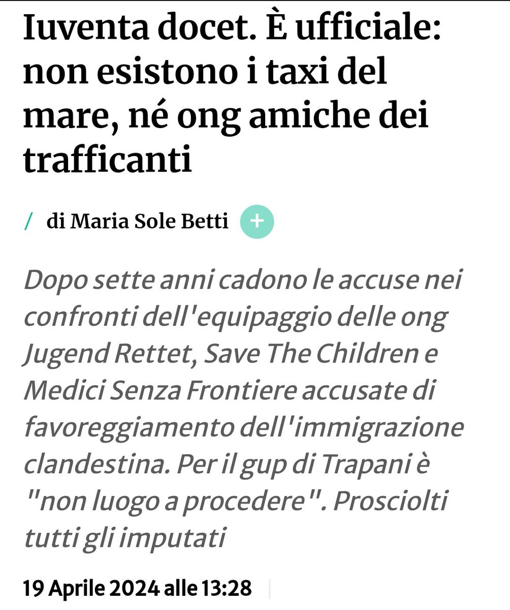 Ora dovrebbe esserci un risarcimento per tutti questi anni di fango, calunnie, campagne di odio contro chi salva le vite in mare. 
Un risarcimento talmente consistente da coprire le spese per le missioni dei prossimi 150 anni. 

#iuventa