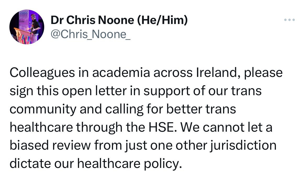 @jack_turban Irish psychologist @Chris_Noone_ says if the Cass Review: “We cannot let a biased review from just one jurisdiction [England] dictate our healthcare policy.”