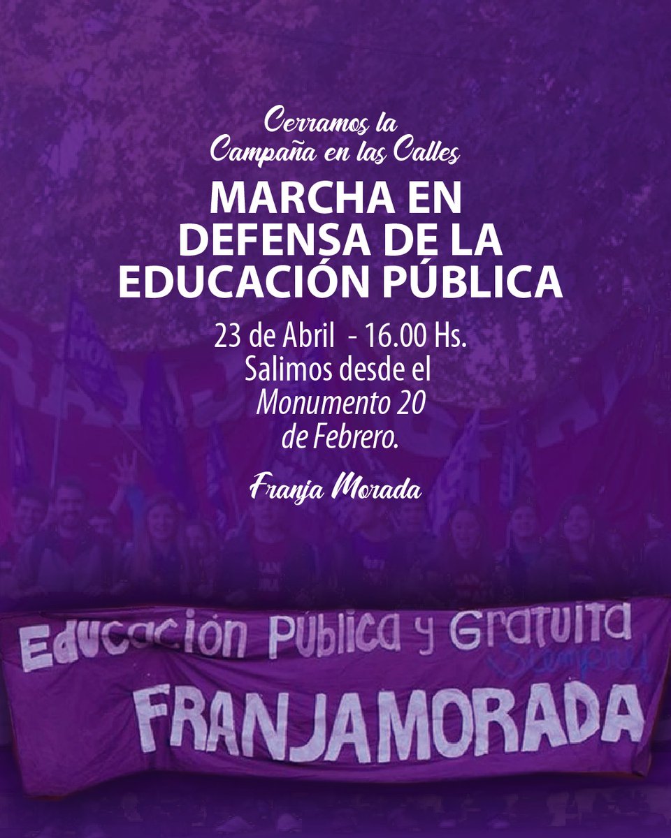 FM_HumUNSa's tweet photo. 📢 ¡MARCHAMOS EN DEFENSA DE LA EDUCACIÓN PÚBLICA!📢

🧑‍🧒‍🧒 ¡El martes 23 de abril marchamos en defensa de la universidad pública, gratuita, cogobernada, laica, científica y de excelencia académica. https://t.co/15MEe2DFow
