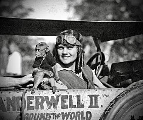 1922-27 Story goes the Rajah of India tried to give Aloha a gift, an Elephant. Aloha graciously declined, a Camel, no thank you but I’ll take that monkey and off she went with Chango to explore the world. You know, “All Great Adventures, Have a Monkey” AlohaWanderwell.com RDT