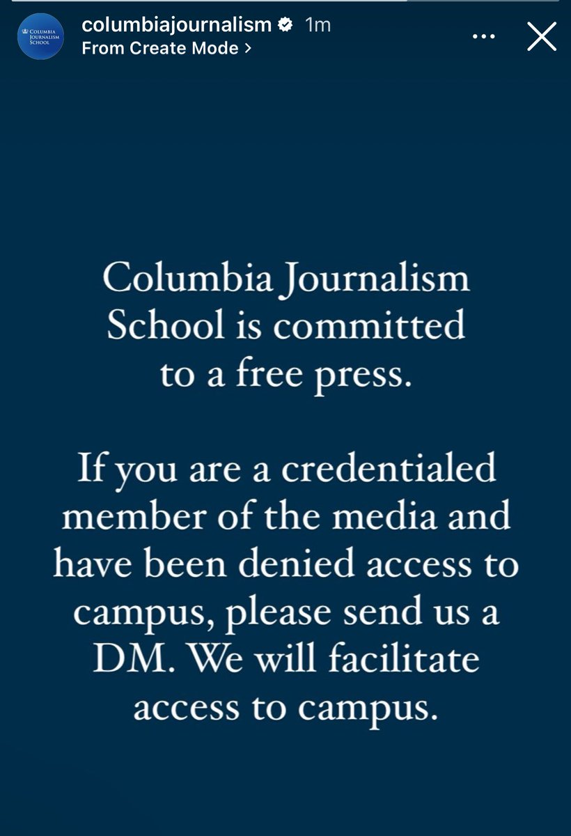 My Alma mater: @columbiajourn says it will facilitate access after journalists were being denied their right to cover the Gaza Solidarity protests on campus: #ColumbiaUniversity