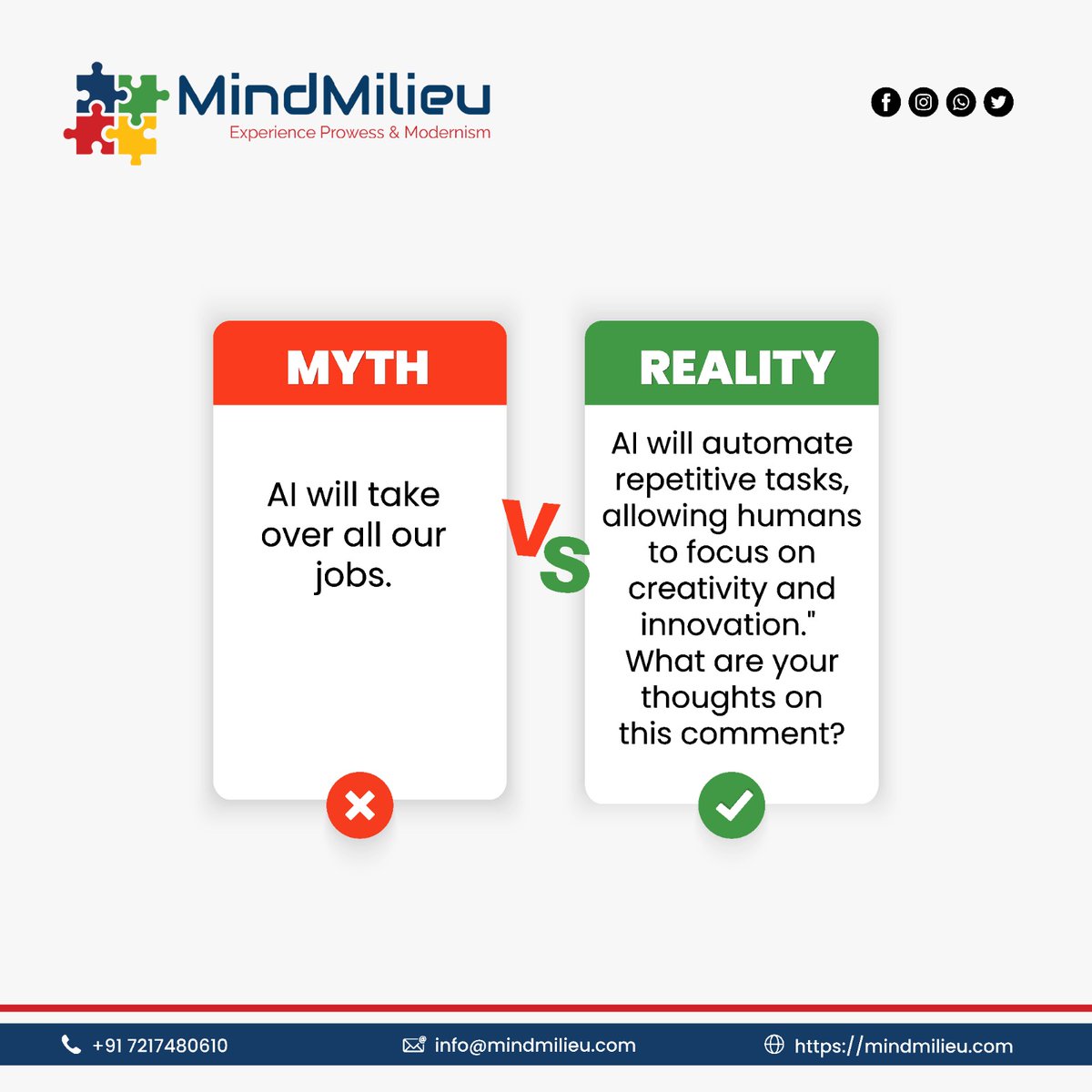 Myth: AI spells doom for jobs! 😰
Reality: AI liberates us from mundane tasks, empowering us to soar with creativity and innovation! 🚀💡

Embrace the AI revolution as a catalyst for human ingenuity! 💪 
.
.
#AI #Innovation #FutureOfWork #futureofai
