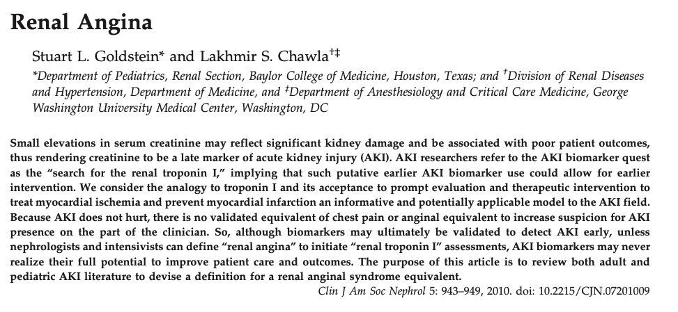 drmohansai's tweet image. Things I didn&apos;t know before: Renal Angina
Background: The performance of AKI biomarkers is poor when there is a low pretest probability.
- The term &quot;Renal Angina&quot; was introduced in 2010 by Goldstein and Chawla to better assess the pretest probability of AKI by combining…
