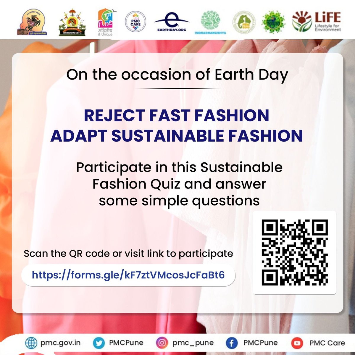 Moving towards a sustainable future! Your participation in this quiz is valuable. Scan the QR code or click on the link below to participate: forms.gle/kF7ztVMcosJcFa… #MajhiVasundhara #SayNoToPlastics #PlanetvsPlastic #EndPlastics #EarthDay #PMC