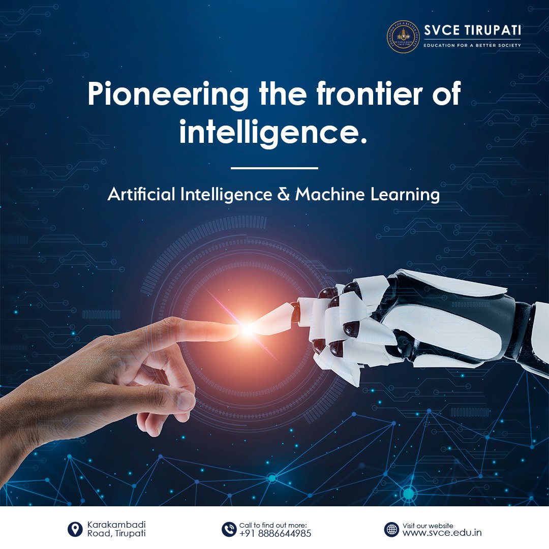 Embark on a journey into cutting-edge AI and ML at SVCE. Our curriculum fosters visionary thinking, pushing boundaries and embracing innovation.

#SVCE #Engineering #education #holisticapproach #AI #machinelearning #artificialintelligence #innovation #engineering #technology