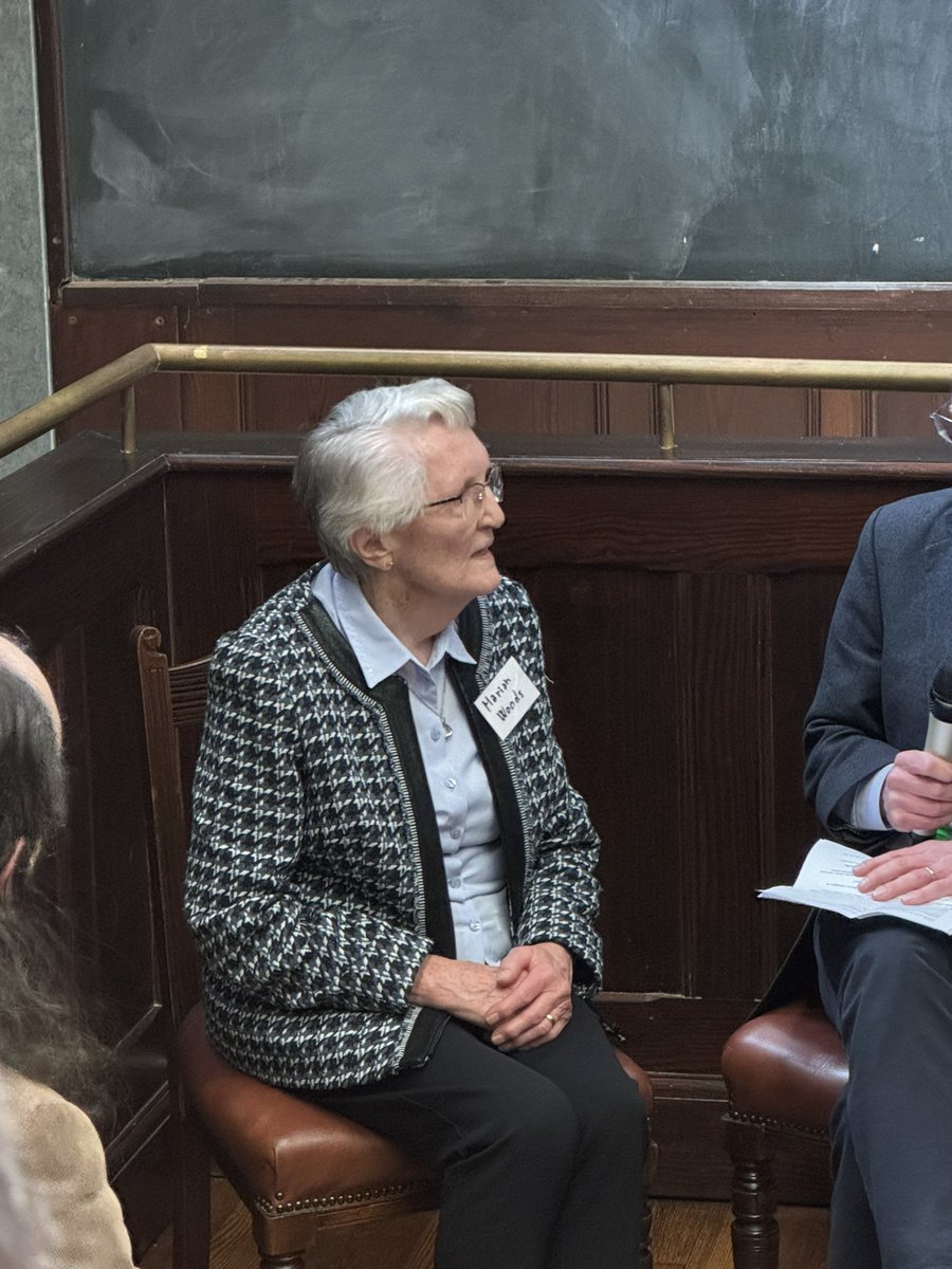 Lovely listening to the stories of Marian Woods daughter of @TCD_physics Professor ETS Walton & Irish Physics Nobelist. She herself was a pioneering sole female student in her physics class graduating at the beginning of the 1960s. Two of her three brothers also did physics.