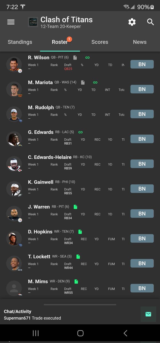 Commonpremier21's tweet photo. @DynastyDadFF I actually just got offered the 1.07 and some change for my Achane in this league. Sf, 0.33 PPC, 2.0 TEP. Also have the 1.08. Would you trade Achane away in this case? https://t.co/Puzy7ITNMw