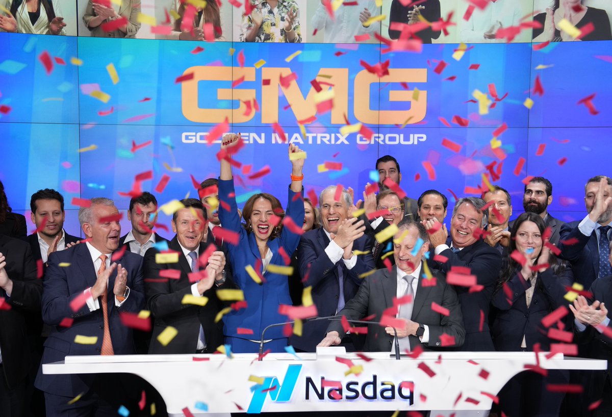 NasdaqExchange's tweet photo. Game on! 🎮@GMGI_Official rings today’s Opening Bell to celebrate their recent acquisition of @MeridianBet_ofc.

$GMGI, one of the world’s leading iGaming groups, has joined forces with @MeridianBet_ofc, one of the largest sports betting and gaming groups to create a global enterprise that expands reach and offerings for customers around the world.