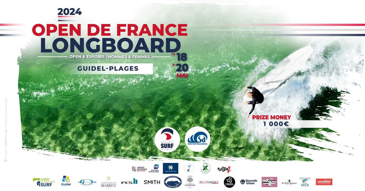 [INFOS COMPÉTITEURS] OPEN DE FRANCE DE LONGBOARD 2024 À GUIDEL La WSA, le Wild Skate Association de Guidel Plages en partenariat avec la Ligue de Bretagne de Surf organise la dernière étape du circuit Open de France de longboard le 18, 19, 20 mai prochain à Guidel📍