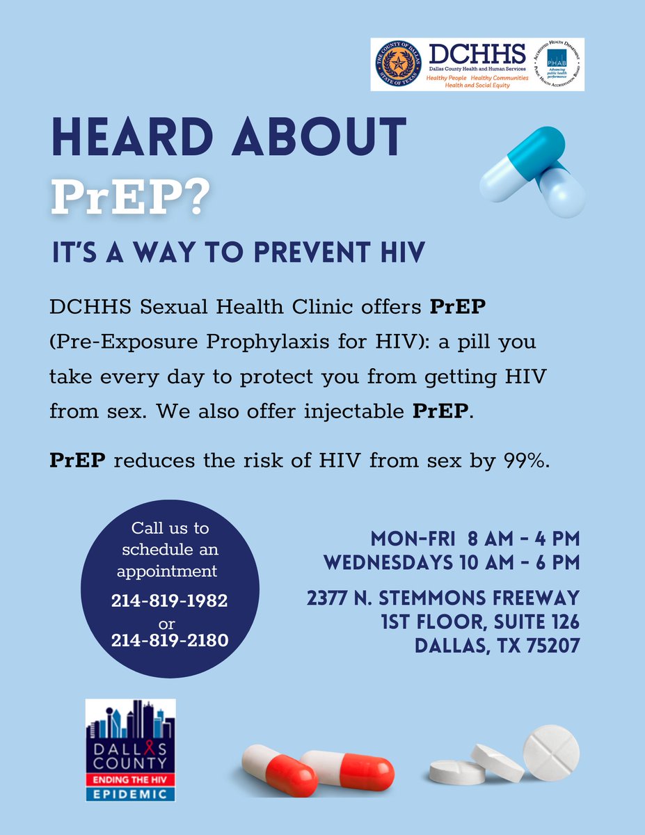 📷DCHHS Sexual Health Clinic offers HIV detection and prevention. We offer PrEP, a pill or an injectable that reduces the risk of HIV from sex by 99%. #STDAwarenessMonth #HIV