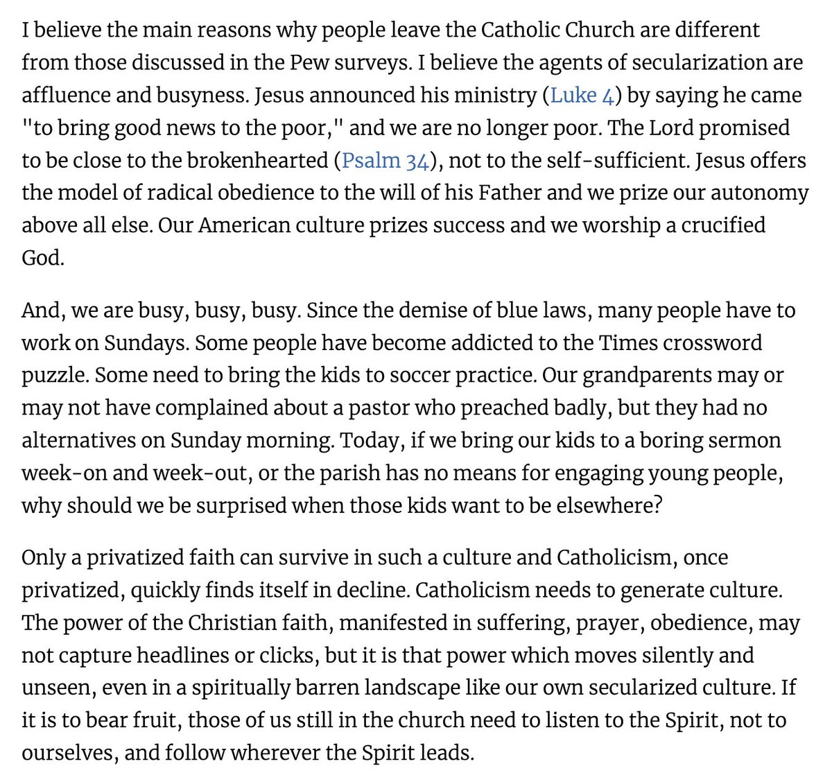 I'd endorse this Michael Sean Winters take on the key reasons, beyond the culture war, why American Catholicism has declined. A lot of progressive-conservative debates are over what forms of Catholicism 'generate culture' most effectively/ fruitfully: ncronline.org/opinion/ncr-vo…