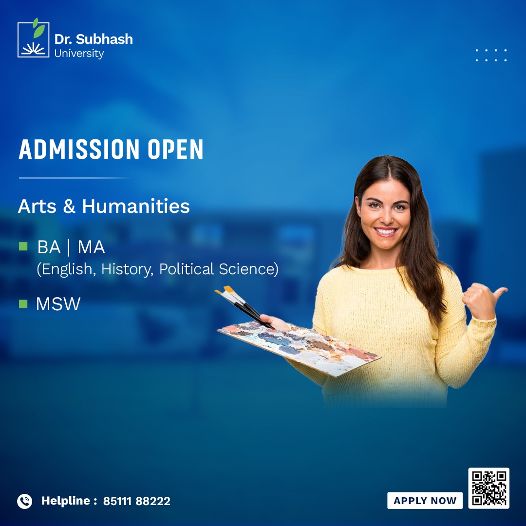 🎓 Unlock your future with us! Admission now open in our Schools of Commerce & Management, Arts & Humanities, and Science. Explore a wide range of courses from B.Com to MBA and beyond. #AdmissionOpen #Education #Opportunity #DSU #DrSubhashUniversity