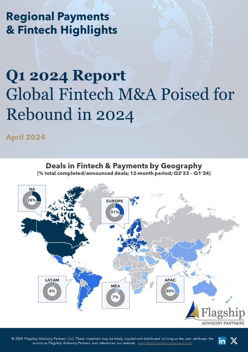 FlagshipAP's tweet photo. A cautious yet optimistic sentiment is prevailing in the Fintech and Payment sector; anticipating an uptick in M&A deal flow in 2024. Read our analysis on deal activity in EU, NA, APAC, LATAM & MEA: https://t.co/5M76bgHr7T
#payments #fintech #dealactivity #US https://t.co/rpCqfROglT