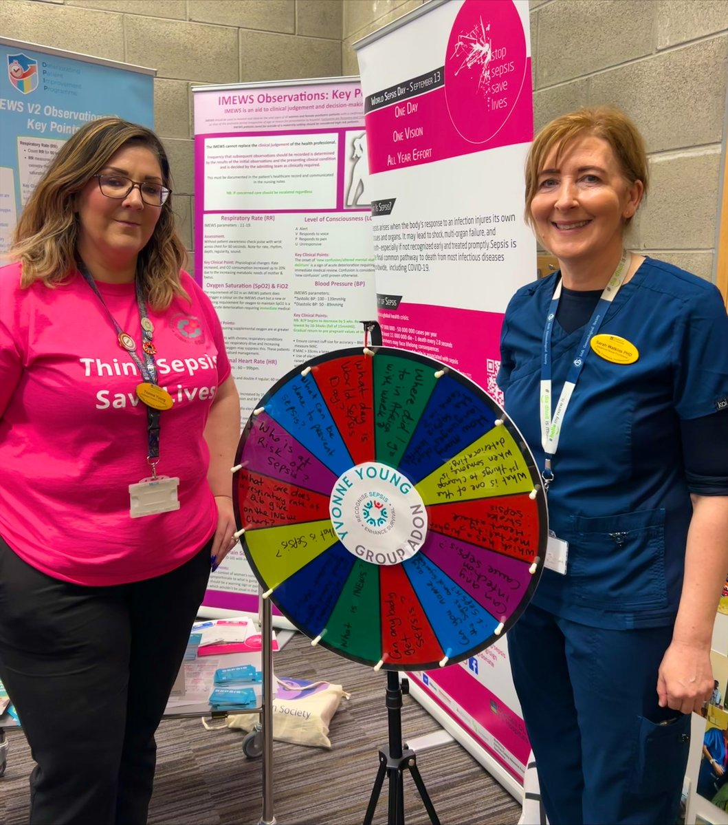 Today, at our Nursing & Midwifery career event attended by secondary school students, Yvonne Young, Assistant Director of Nursing for Sepsis raised awareness of the importance of being sepsis aware. ➡️hse.ie/sepsis 📷Yvonne with Sarah Watkins, RANP, Ennis Hospital