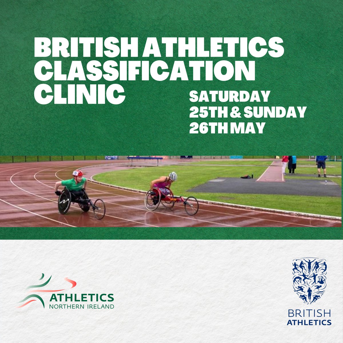 📢 DEADLINE TOMORROW: British Athletics Classification Clinic Last chance to sign up for the British Athletics Classification Clinic to give para athletes the opportunity to be classified. More details 👇 athleticsni.org/Athletes/Para-… @BritAthletics @ParalympicsGB