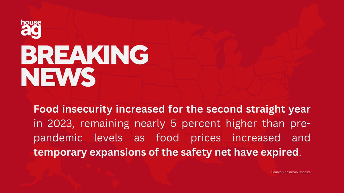 According to new data published by @UrbanInstitute, hunger in America increased from 2022 to 2023. The facts are clear: when the safety net is weakened, Americans suffer. We will #DefendSNAP from Republican attempts to take food away from hungry families. urban.org/research/publi…