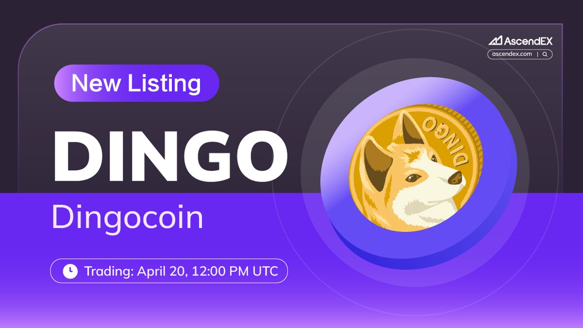 🔥AscendEX, Türkiye'nin en büyük @dingocoincrypto ($DINGO) DINGO/USDT işlem çifti altında listeleniyor. ✅Yatırma: 19 Nisan, 12:00 UTC ✅Ticaret: 20 Nisan, 12:00 UTC ✅Çekilme: 21 Nisan, 12:00 UTC 📖Proje Tanıtımı ascendex.com/en/support/art…... #crypto #AscendEX #DINGO