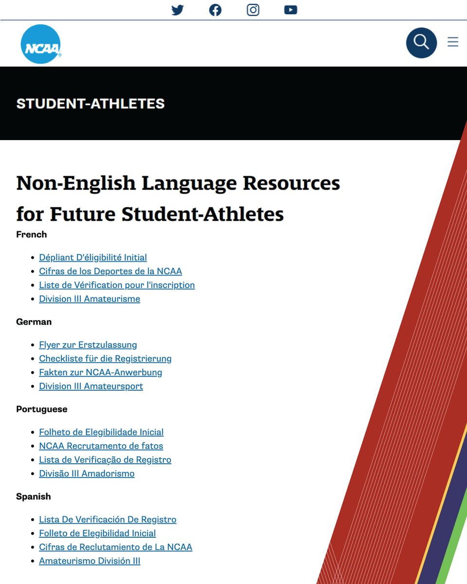 Speak French, German, Portuguese or Spanish? The @ncaaec has resources translated for you and your family. 🔗 on.ncaa.com/Translated