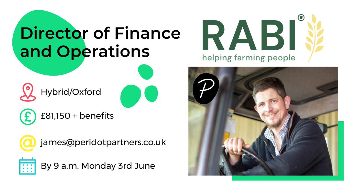 🌱 Join @RABIcharity as Director of Finance & Operations and play a pivotal role in the development and implementation of the strategy that will ensure the charity can continue to empower the worth and well-being of the farming community. peridotpartners.co.uk/jobs/director-…