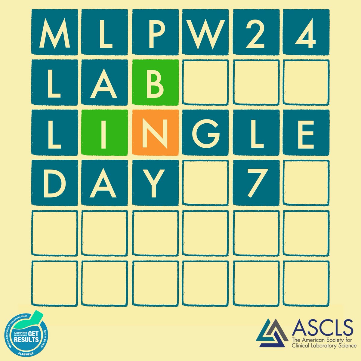 Sadly, as Medical Laboratory Professionals Week comes to an end, so do the Lab Lingles. 🥹 Try out the last two lab-themed word puzzles, and let us know how you did! #IamASCLS #LabWeek #Lab4Life
thewordfinder.com/wordle-maker/?…