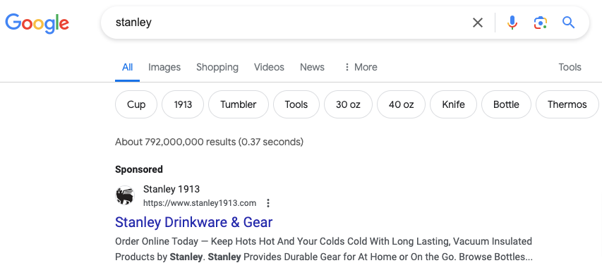 Seeing the hashtag #StanleyCup... Reminded us how, @StanleyBrand built a brand so big, They outrank the Stanley Cup on #Google. #fridaymorning #workharder
