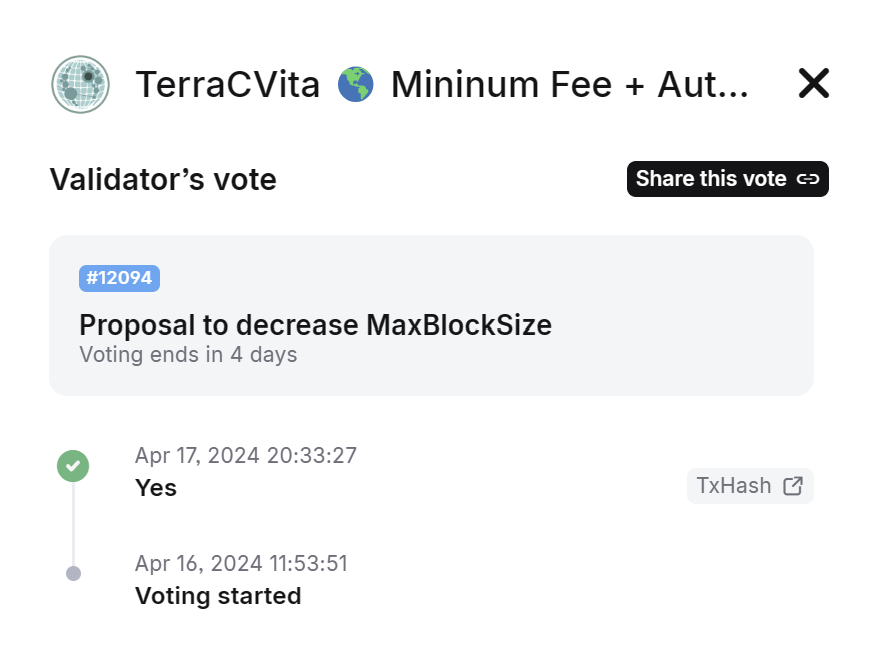 To improve security we vote 'Yes' to decrease MaxBlockSize.