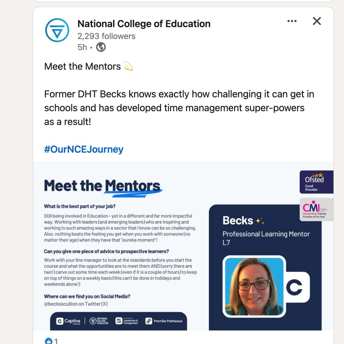 For those that didn't know - this is my new role/world..and I have to say I am loving the new challenge 😍<a href="/TheNCE_/">National College of Education</a>  I can't believe I started my #OurNCEJourney in 2019  - and look where I am now?!  You really never do know where your next challenge will be!