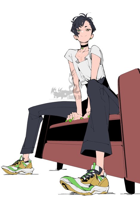 「green nails looking at viewer」 illustration images(Latest)