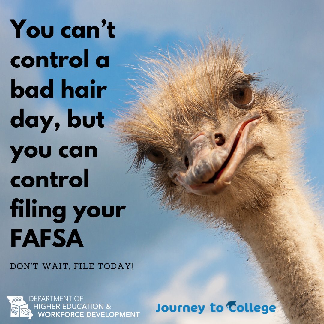 You can't control a bad hair day, but you CAN control filing your FAFSA! File today: bit.ly/2teflFT Schedule a virtual meeting with our team: bit.ly/3EiNd4d #FAFSAWeekofAction