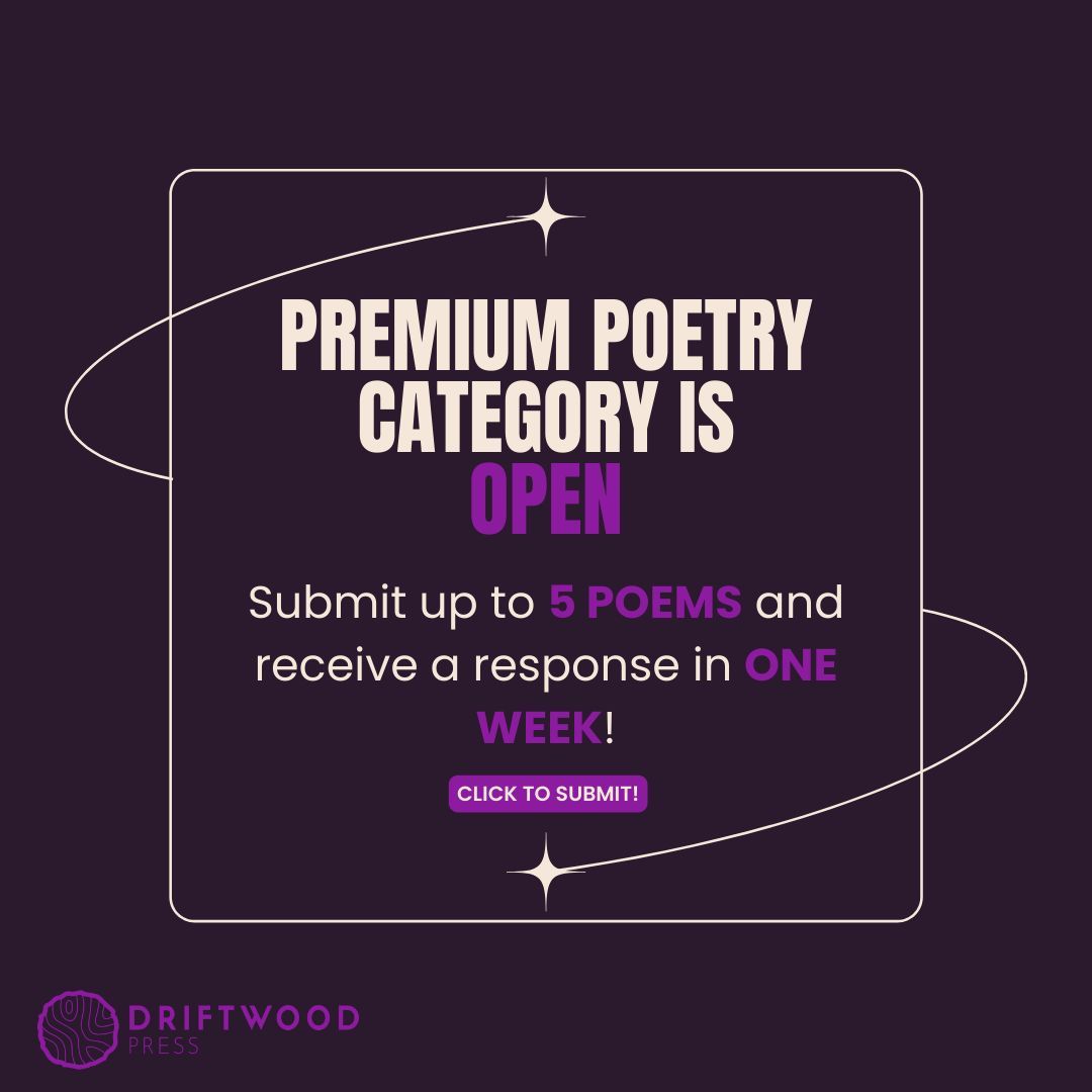 Submit up to 5 poems and get a response in ONE WEEK! Our Premium Poetry category is open year round. Use the link in our bio to submit! #poetry #poems #callforsubmissions