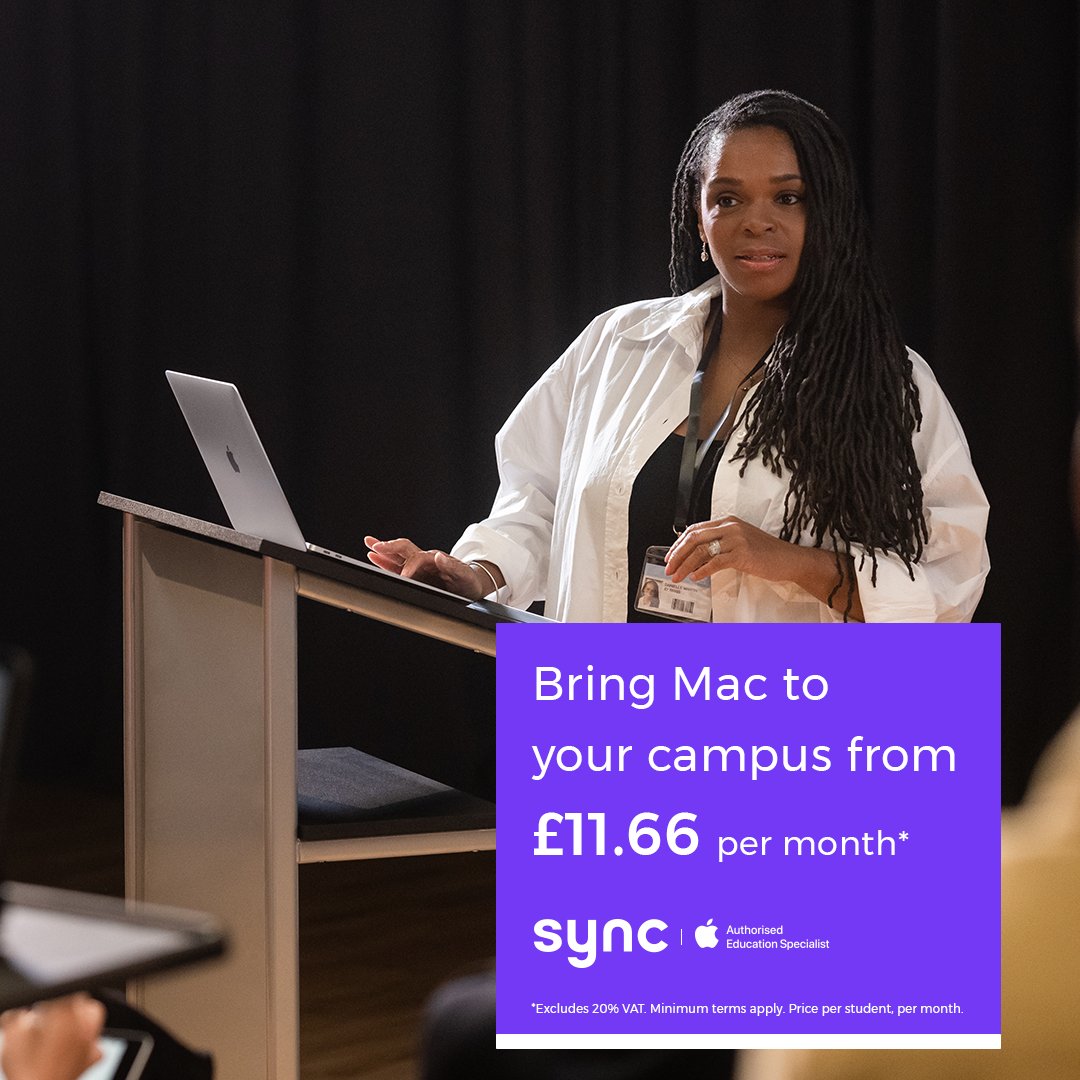 Bring Mac to your campus from £11.66 per month.* Apple devices come with built-in apps such as Keynote and Pages, allowing students to build the digital skills that employers are searching for. Empower your students today with Mac: wearesync.co.uk/education/brid…
