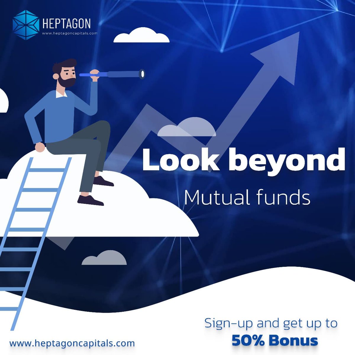 Step outside the mutual fund box and dive into the dynamic realm of forex trading with Heptagon Capitals!  Enjoy a generous 50% sign-up bonus. #MutualFunds #ForexTrading #HeptagonCapitals #InvestSmart #FinancialFreedom
