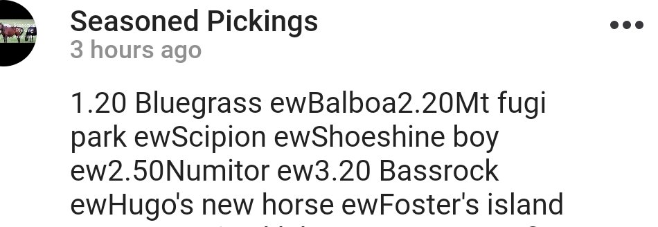 Foster's Island 16/1 ew ✅
Bassrock ❌
Hugo's new horse ❌