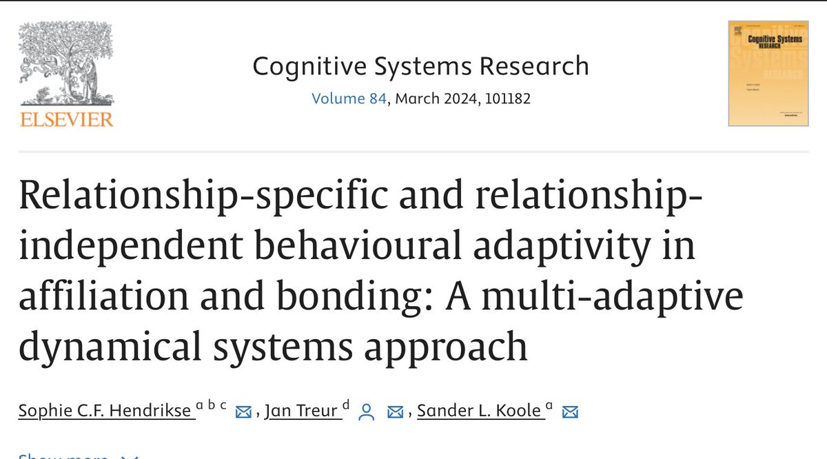 In recent years, I have grown to value simulation studies. They address complexities in a way that would be very hard to do empirically. This paper with Sophie Hendrikse and Jan Treur is a nice example. We explored how people adapt their behavior to another within and across